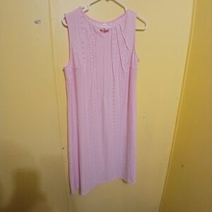 Pink Sleeveless Eyelet Dress